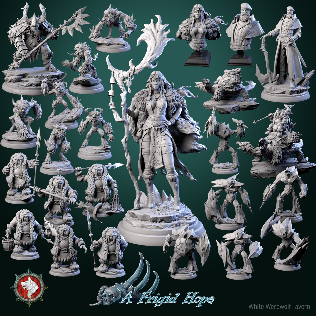 'A Frigid Hope' November 2024 release 21 STL's miniatures pre-supported + dnd 5e stats block